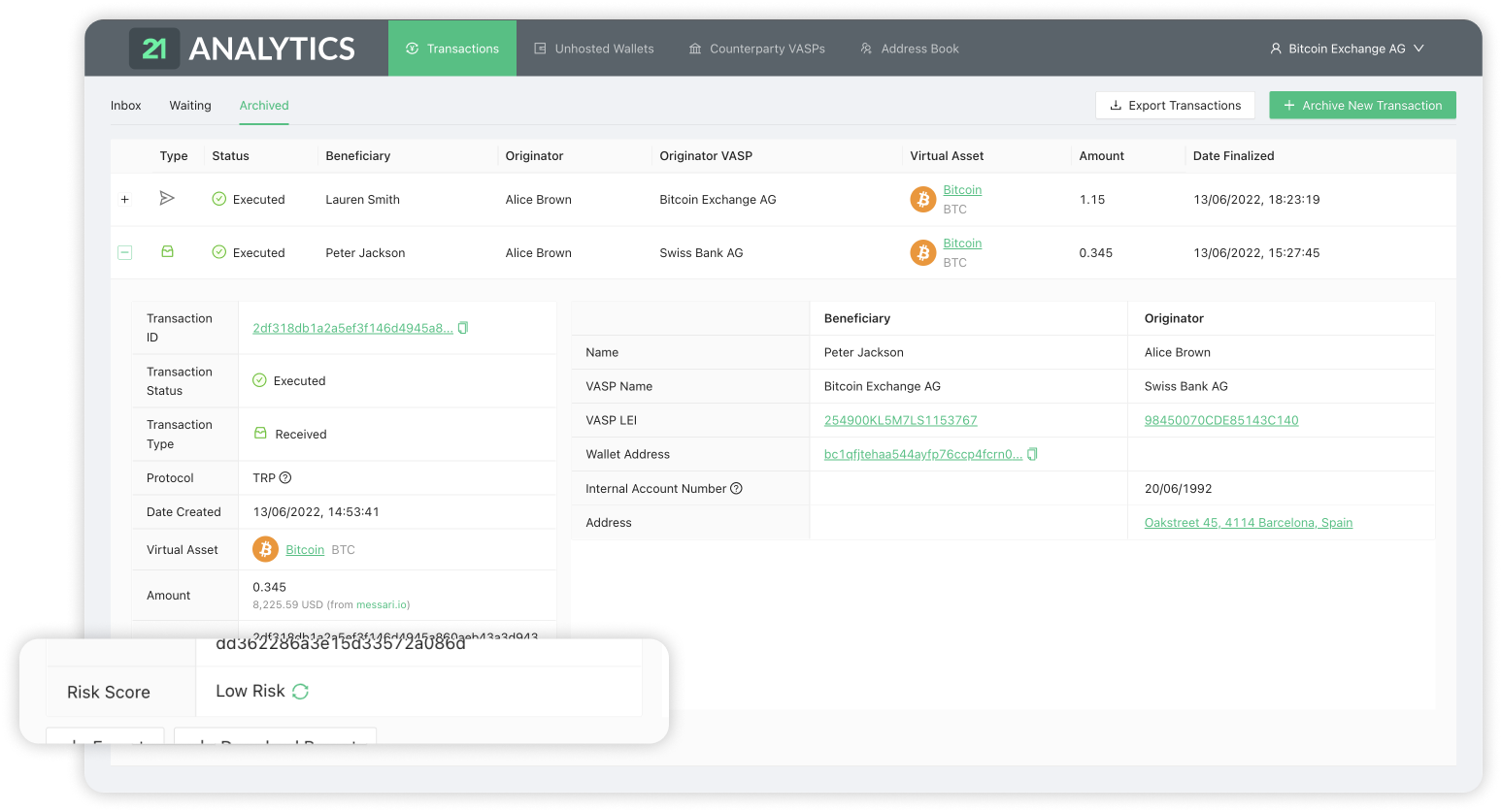 Chainalysis Risk Score